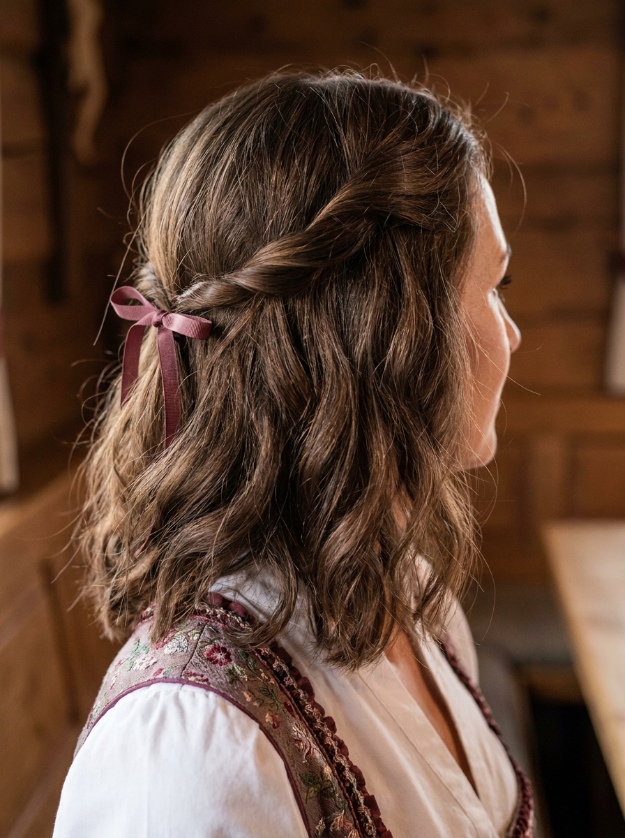 Loose Side Twist mit Ribbon als Dirndlfrisuren Inspiration 2026